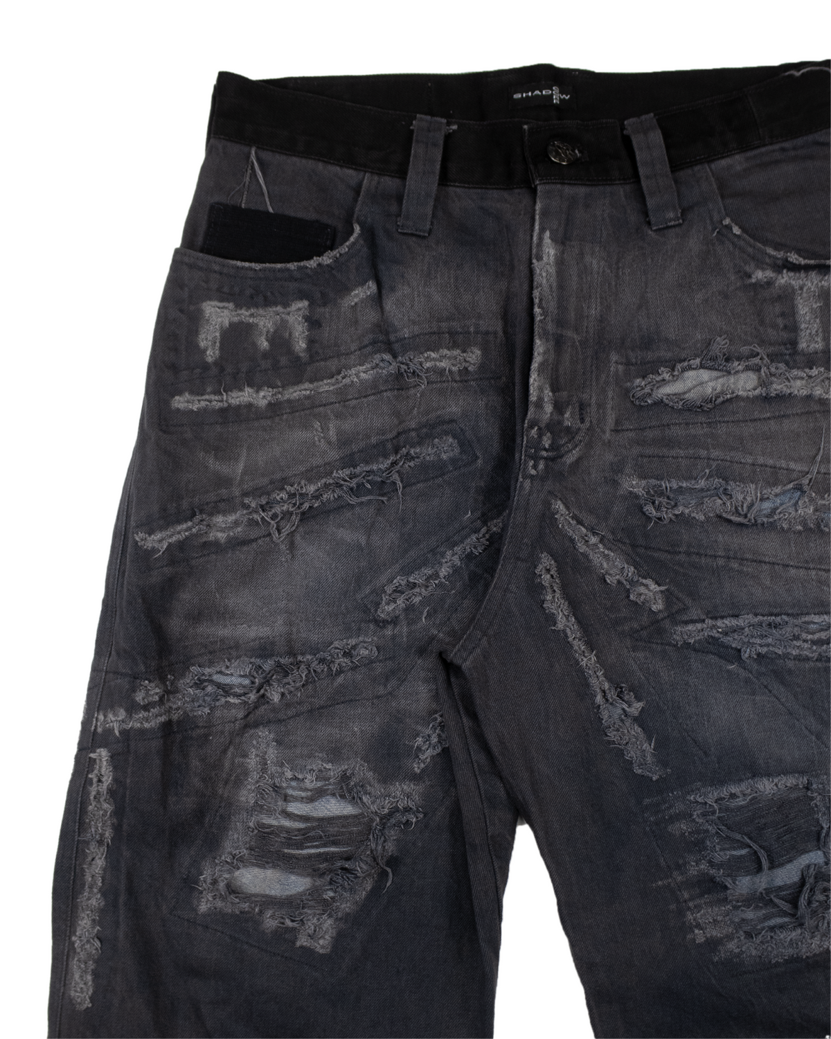 Whisker Distress Denim Charcoal