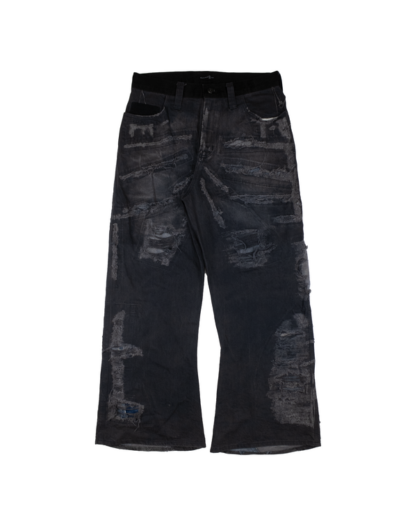 Whisker Distress Denim Charcoal