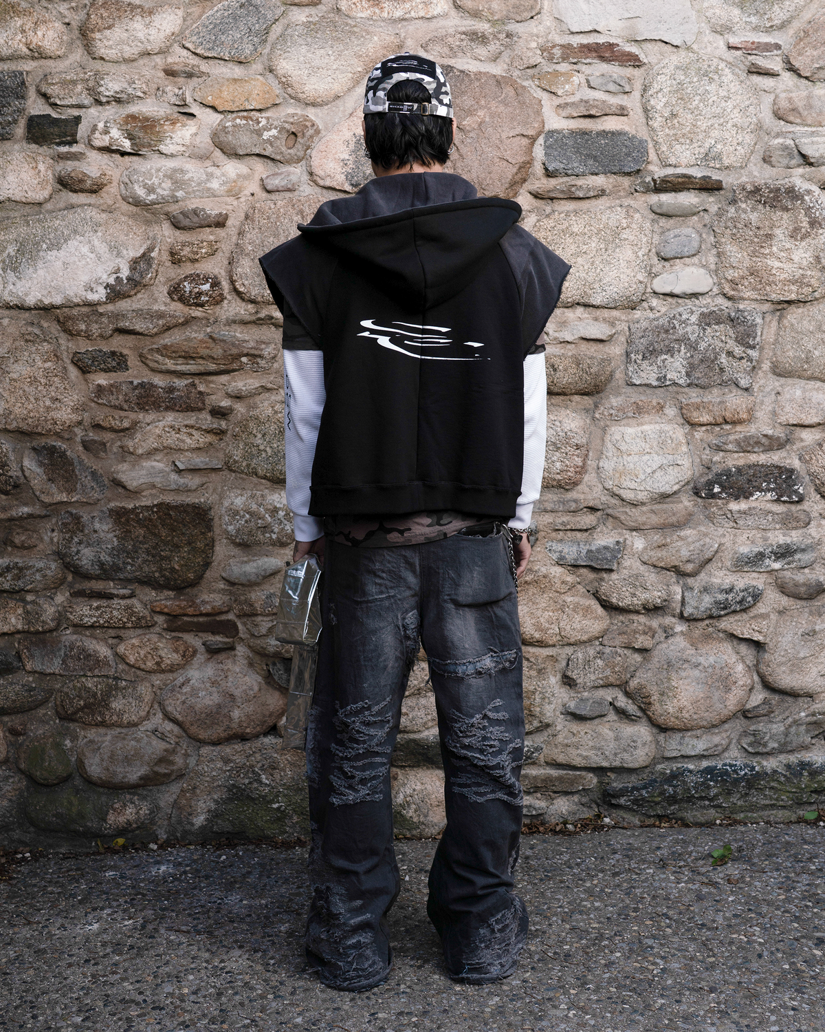 Whisker Distress Denim Charcoal