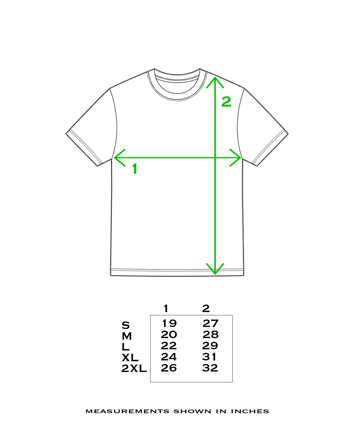 iPad Baby Tee size chart